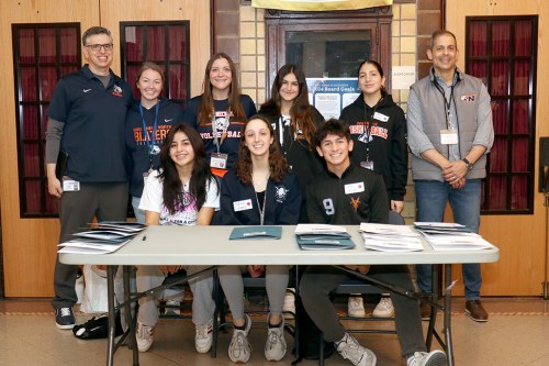 Student representatives from the North High Athletic Leadership Club are pictured with faculty advisors Alyssa Boll and Jennifer Nastri, North High Athletic Director Mitch Braun, and Principal Dr. Dan Holtzman. (Contributed photo)