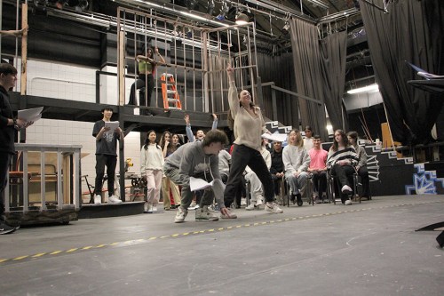 SCHOOLS_Chicago Syosset High School students prepare for their performance of Chicago, High School Edition. (Photo courtesy Kathy Eliassof)