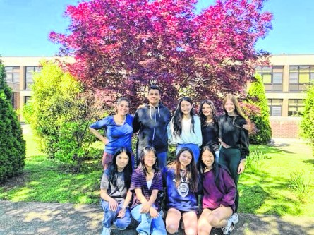 CyberMission_A Back row: Dr. Allyson Weseley, Dylan Sakaria, Carina Dai, Orla Gajwani, Gefen Portnoy; Front row: Amanda Lin, Kaylin Cho, Vivian Lin, Emilee Youn. (Contributed photo)