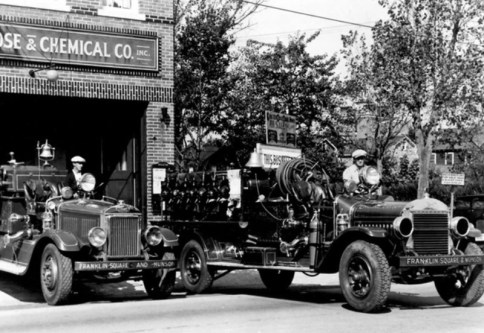 Early ‘engines’ of the Franklin Square Hose and Chemical, 1930s. (Courtesy of FSMFD)