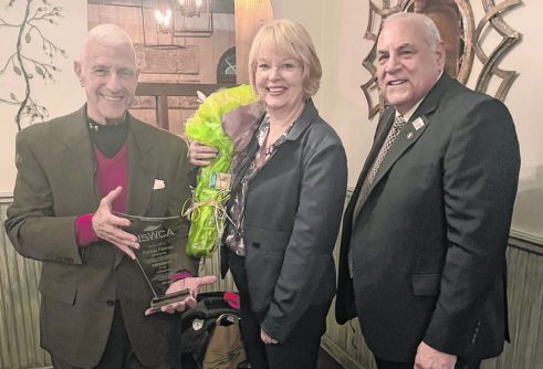 HonorAssociation_A From the left: Second Vice President Joseph Perry; the 2022-2023 NSWCA President and current Locust Valley Water District Chairwoman Patricia Peterson; and President Ralph Atoria. (Photo courtesy of NSWCA and PMG Strategic)