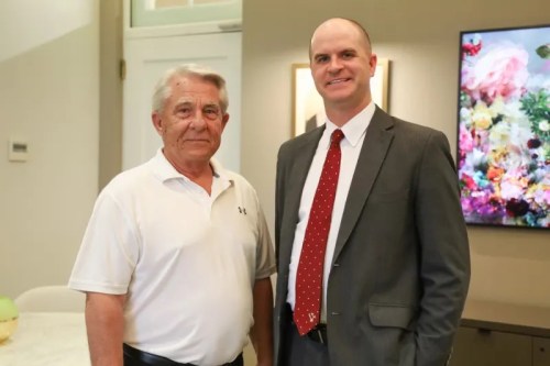 Chaminade Coach Mr. Patrick
Kemp '04 (right) takes over from Coach Mike Pienkos after 45 years as baseball head coach at Chaminade High School. (Courtesy of CHS)