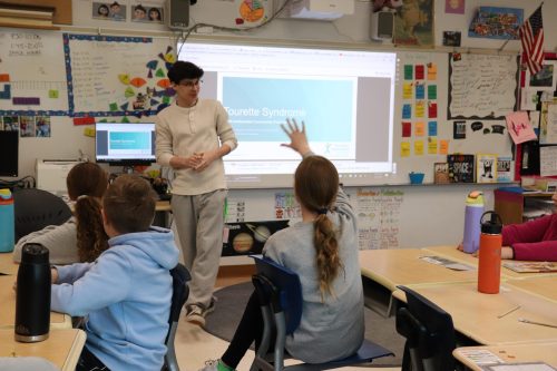 Lucas Lardoux’s introduction of Tourette syndrome to students at Salem Elementary School (Photo from the Port Washington Union Free School District)