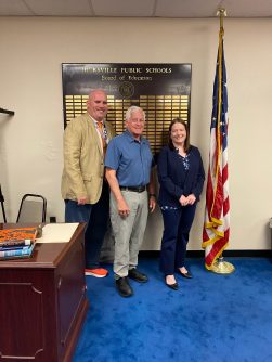 IMG_2525 Assemblymember Lavine meets with Hicksville Public Schools Superintendent Dr. Theodore Fulton and Marcy Tannenbaum, Assistant Superintendent for Business. (Photo courtesy of the Office of Assemblymember Charles Lavine)