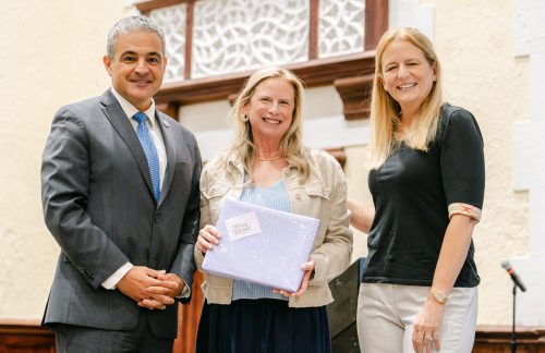 OBEN-BOE2 Jane Cammarata is commemorated for her years of service in the district (Photos from Oyster Bay-East Norwich Central School District)