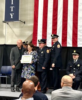 North Hempstead Town Councilmember Mariann
Dalimonte graduating from the Nassau County Police Department’s Civilian Police Academy (Photo from the Town of North Hempstead)