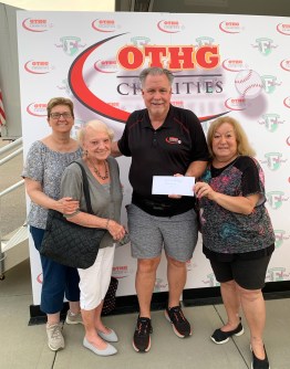 L-R: Anna Ievolo, Rosemary Emigholz, Kevin Brisbane, Pres OTHG, Tina Diamond. (Photos courtesy of the Women's Club of Farmingdale)