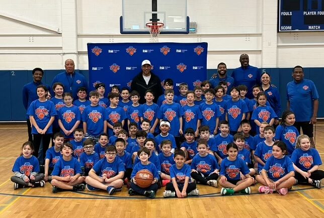 RoslynBasketball_A Former Knicks players with children in the basketball league (Photos provided by Adam Potashnick)