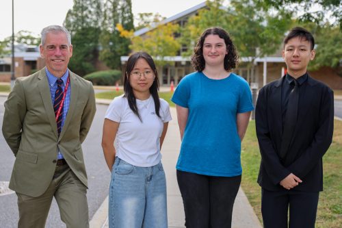 From left to right, Superintendent Thomas Rogers, Janice Lee, Danielle
Kaplan, Aaron Liu (Photo provided by the Syosset School District)