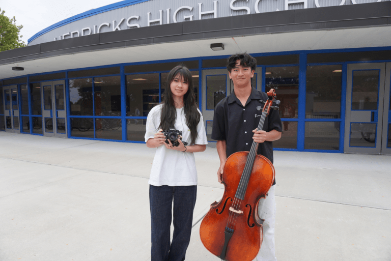 Herricks High School seniors Maya Martin (left) and Constantine Cheung
(right) have been recognized with Scholar-Artist awards by the Long Island Arts Alliance (Photo courtesy of Herricks Public Schools)