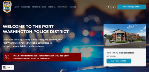 The new Port Washington Police Department website (Image from the Port Washington Police Department)