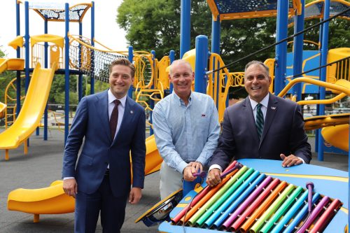 From left, Assemblyman Jake Blumencranz, Assemblyman Steve Stern and Supervisor Joseph Saladino. (Photo courtesy of the Town of Oyster Bay)