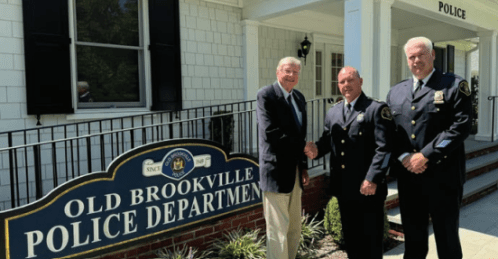 oldbrookvillepd Pictured left to right, Mayor Ryba, former Chief Walsh, Chief Coen (Photo provided by the Village of Old Brookville)